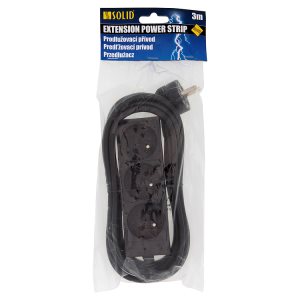 Solid Prodlužovací přívod 3 zásuvky max. 10A 250V 3m - černý