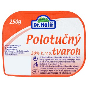 Dr.Halíř Polotučný tvaroh 20% t. v s. 250g