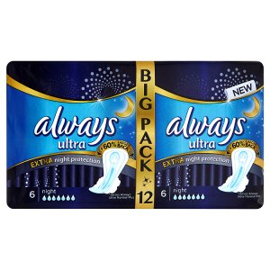 Always Ultra Extra night protection hygienické vložky 12 ks