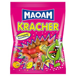 Maoam Kracher žvýkací bonbony se šumícím práškem 2,7% v náplni, částečně s příchutí coly 200g