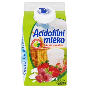 Mlékárna Valašské Meziříčí Acidofilní mléko jahoda a malina 450g