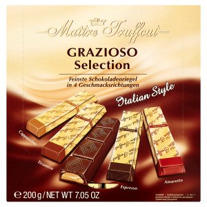 Maître Truffout Mix plněných hořkých a mléčných čokoládových tyčinek s náplní 200g