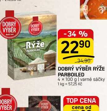 DOBRÝ VÝBĚR RÝŽE PARBOILED 4 x 100 g | varné sáčky