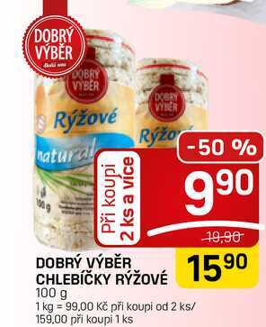 DOBRÝ VÝBĚR CHLEBÍČKY RÝŽOVÉ 100 g 