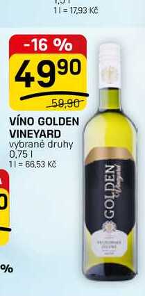 VÍNO GOLDEN VINEYARD vybrané druhy 0,75l