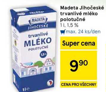 Madeta Jihočeské trvanlivé mléko