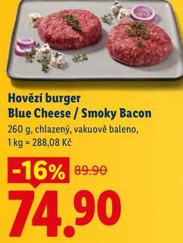Hovězí burger Blue Cheese/Smoky Bacon, 260 g
