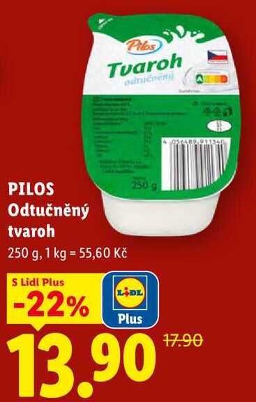 PILOS Odtučněný tvaroh, 250 g