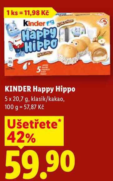 KINDER Happy Hippo, 5 x 20,7 g