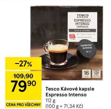 Tesco Kávové kapsle Espresso Intenso, 112 g