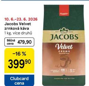 Jacobs Velvet zrnková káva, 1 kg, více druhů  