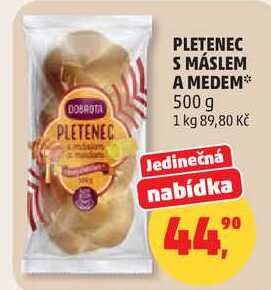 PLETENEC S MÁSLEM A MEDEM, 500 g 