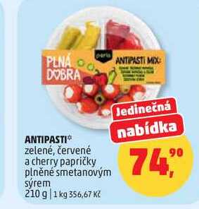 ANTIPASTI zelené, červené a cherry papričky plněné smetanovým sýrem, 210 g 