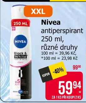 Nivea antiperspirant 250 ml, různé druhy