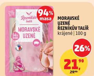 MORAVSKÉ UZENÉ ŘEZNÍKŮV TALÍŘ krájené, 100 g  