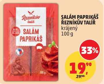 SALÁM PAPRIKÁŠ ŘEZNÍKŮV TALÍŘ krájený, 100 g
