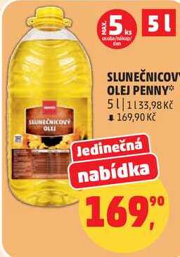 SLUNEČNICOVÝ OLEJ PENNY, 5 l