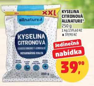 KYSELINA CITRONOVÁ ALLNATURE, 250 g