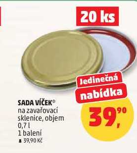 SADA VÍČEK na zavařovací sklenice, objem 0,7 l, 1 balení