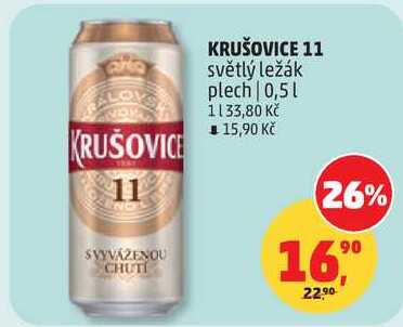 KRUŠOVICE 11 světlý ležák plech, 0,5 l