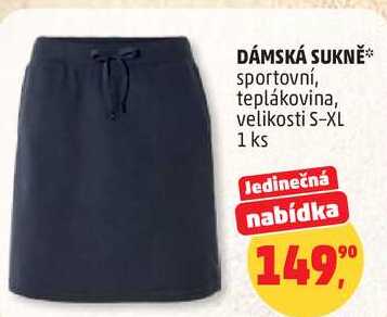 DÁMSKÁ SUKNĚ sportovní, teplákovina, velikosti S-XL, 1 ks