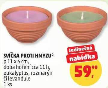 SVÍČKA PROTI HMYZU, 11 x 6 cm, doba hoření cca 11 h, eukalyptus