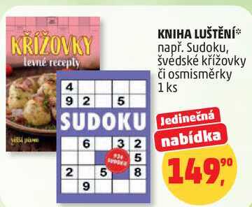KNIHA LUŠTĚNÍ např. Sudoku, švédské křížovky či osmisměrky, 1ks