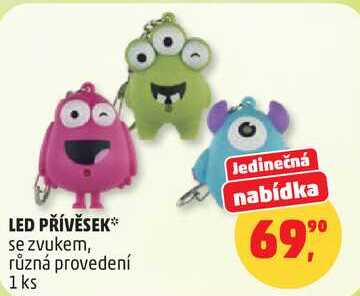 LED PŘÍVĚSEK se zvukem, různá provedení, 1ks