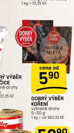 DOBRÝ VÝBĚR KOŘENÍ vybrané druhy 5-30 g