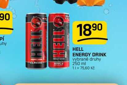 HELL ENERGY DRINK vybrané druhy ml 250ml