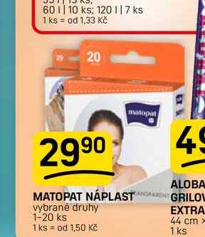 MATOVAT NÁPLAST vybrané  druhy 1-20 ks 