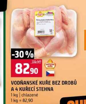 VODŇANSKÉ KUŘE BEZ DROBŮ A 4 KUŘECÍ STEHNA 1 kg chlazené