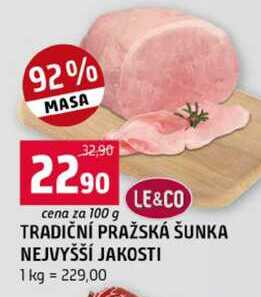 TRADIČNÍ PRAŽSKÁ ŠUNKA NEJVYŠŠÍ JAKOSTI 100g