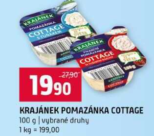 KRAJÁNEK POMAZÁNKA COTTAGE 100 g vybrané druhy