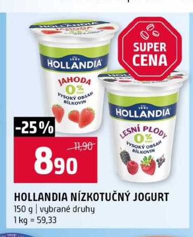 HOLLANDIA NÍZKOTUČNÝ JOGURT 150 g vybrané druhy