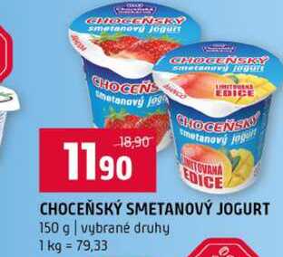 CHOCEŇSKÝ SMETANOVÝ JOGURT 150 g vybrané druhy