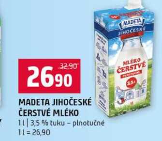MADETA JIHOČESKÉ ČERSTVÉ MLÉKO 1l 3,5 % tuku plnotučné