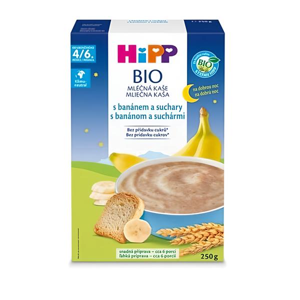 HiPP BIO mléčná kaše na dobrou noc s banánem a suchary