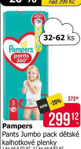 Pampers Pants Jumbo pack dětské kalhotkové plenky 32-62ks