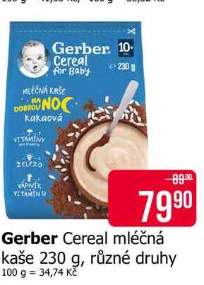 Gerber Cereal mléčná kaše 230 g, různé druhy 