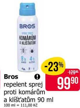 Bros repelent sprej proti komárům a klíšťatům 90 ml