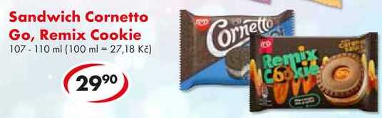 Sandwich Cornetto Go, Remix Cookie, 107-110 ml  