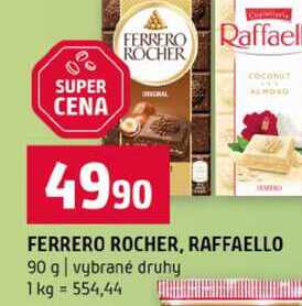 FERRERO ROCHER, RAFFAELLO 90 g vybrané druhy