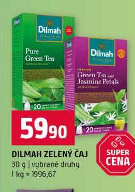 DILMAH ZELENÝ ČAJ 30 g vybrané druhy
