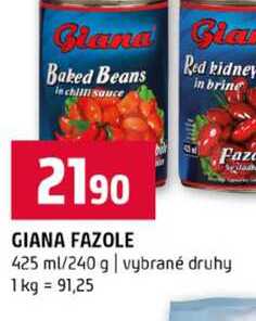 GIANA FAZOLE 425 ml/240 g vybrané druhy 