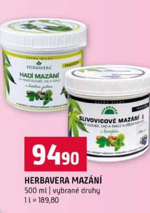 HERBAVERA MAZÁNÍ 500 ml vybrané druhy