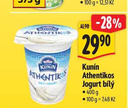  Kunín Athentikos Jogurt bílý 400g 
