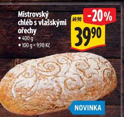 Mistrovský chléb s vlašskými ořechy 400 g