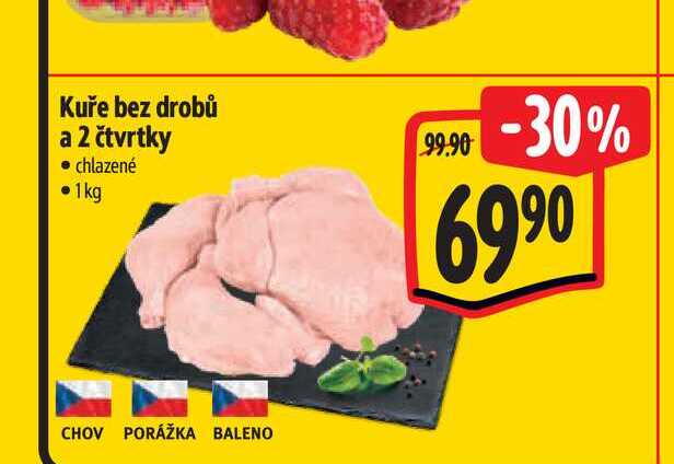 Kuře bez drobů a 2 čtvrtky 1 kg