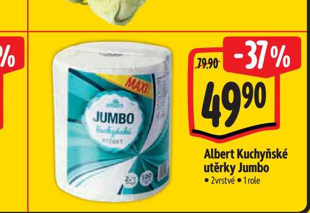 Albert Kuchyňské utěrky Jumbo 2vrstvé 1 role